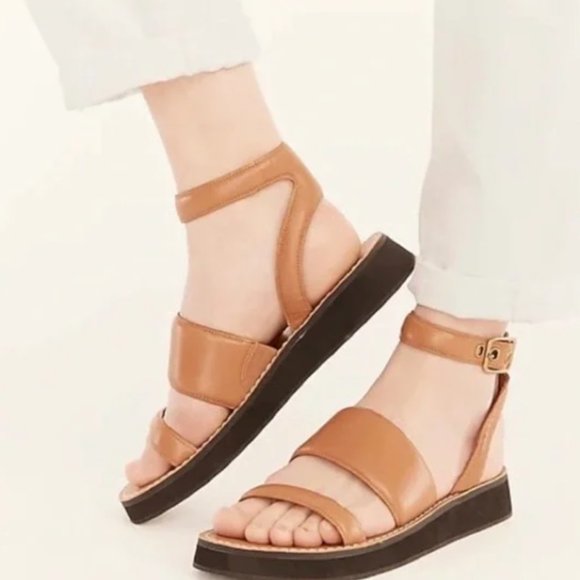 NIB JCREW Mallorca Leather platform double-strap sandals